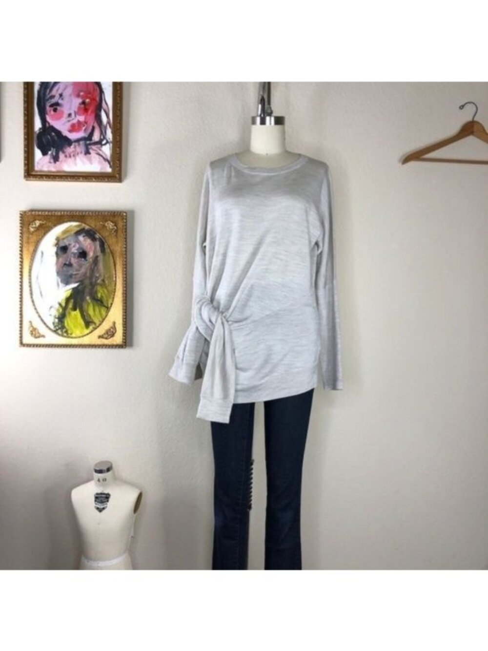 AllSaints Knot Jumper Tie Waist Sweater Wrap Knit